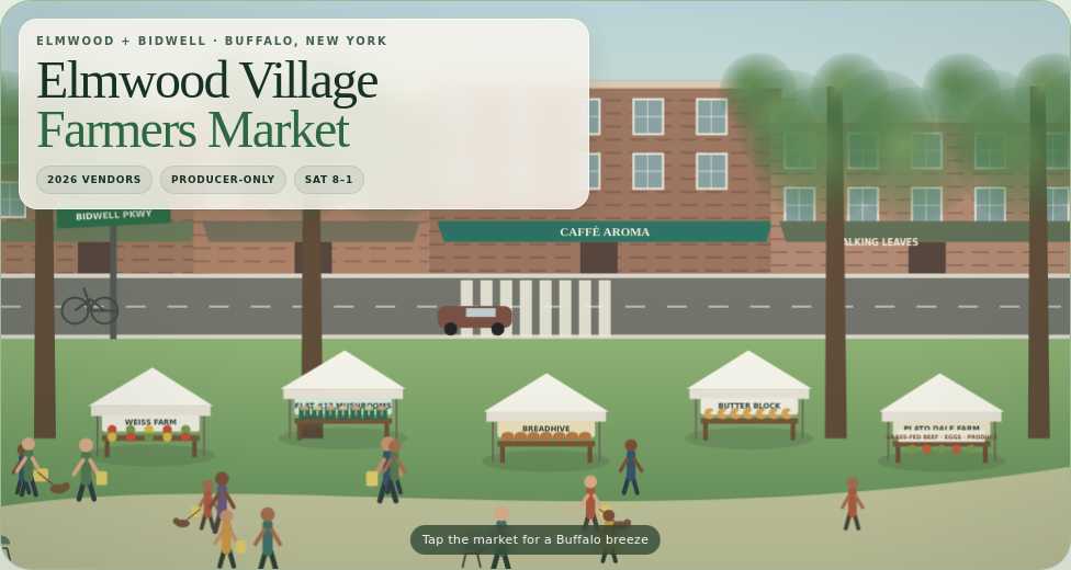 Elmwood Village Farmers Market — Animated Buffalo Morning actual widget preview