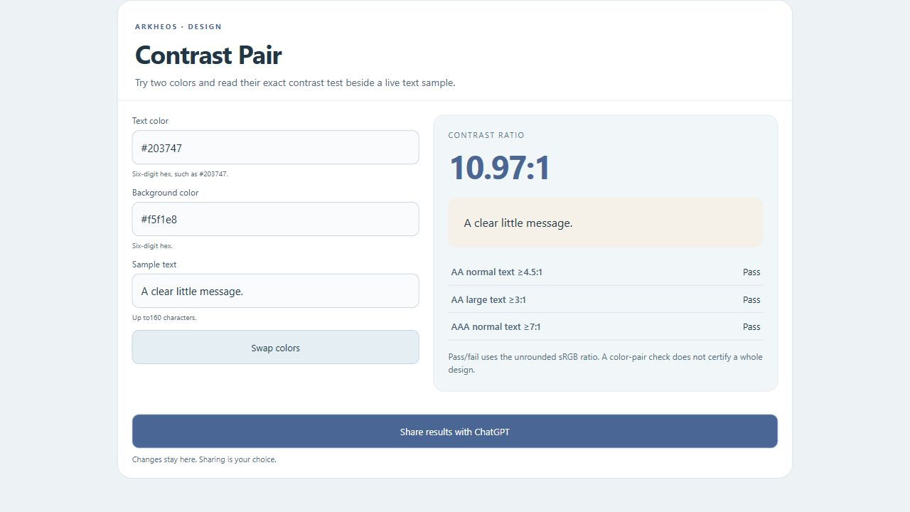 Contrast Pair actual widget preview