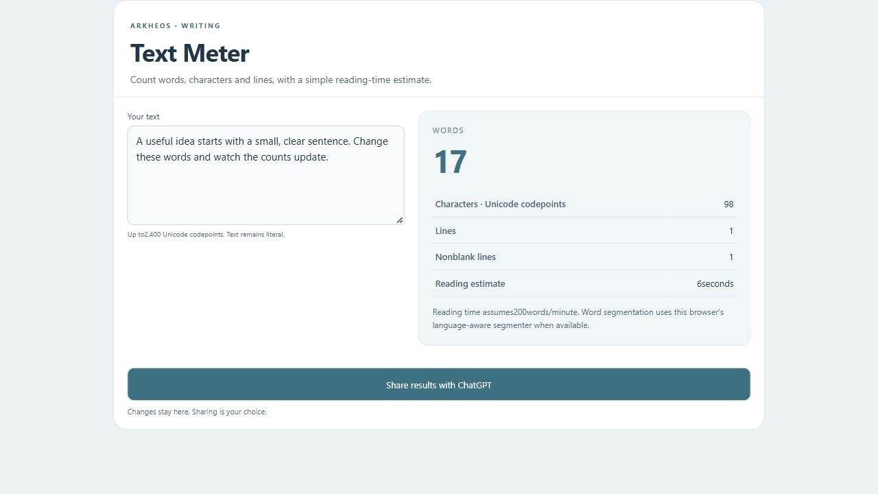 Text Meter actual widget preview